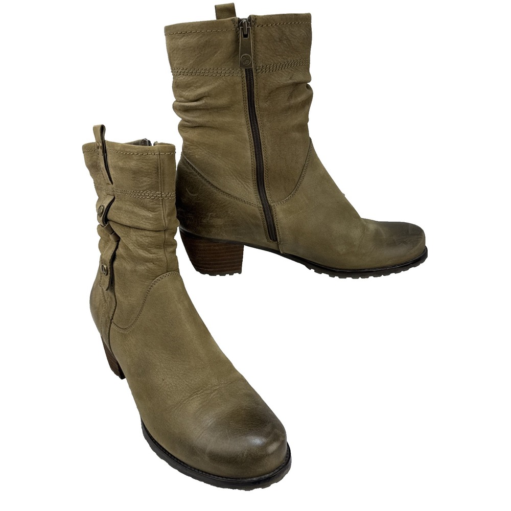 Blondo Brown Burnished Nubuck Leather Side Zip Moto Boots Size 10 Waterproof